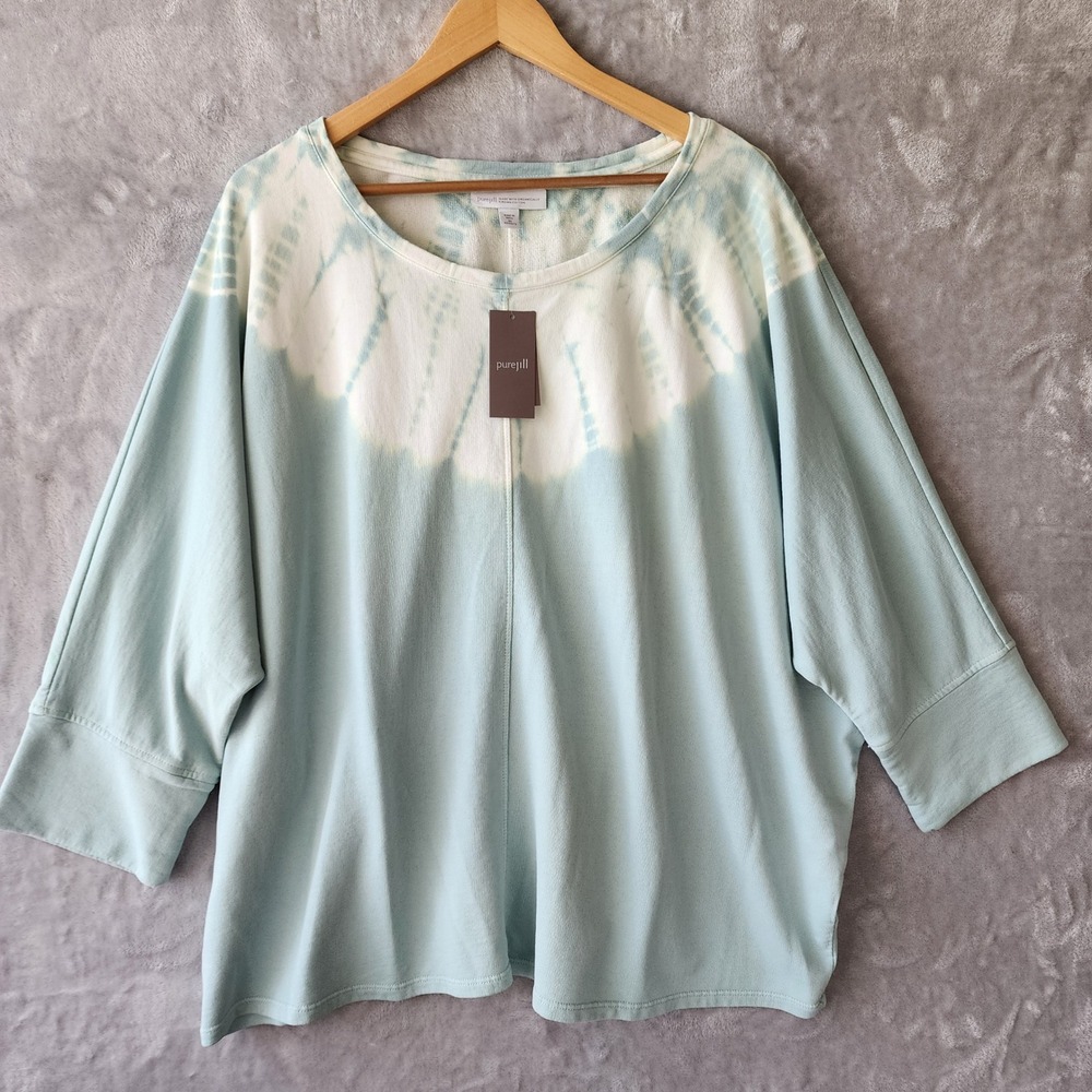 J. Jill Sweatshirt Womens Size 2X Pure Organic Cotton Tie Dye Dolman Sleeve NWT